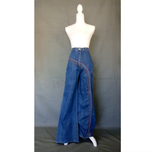 Fervour Vtg Vintage 70s Inspired Rainbow Jeans Sz 29 - Picture 3 of 7